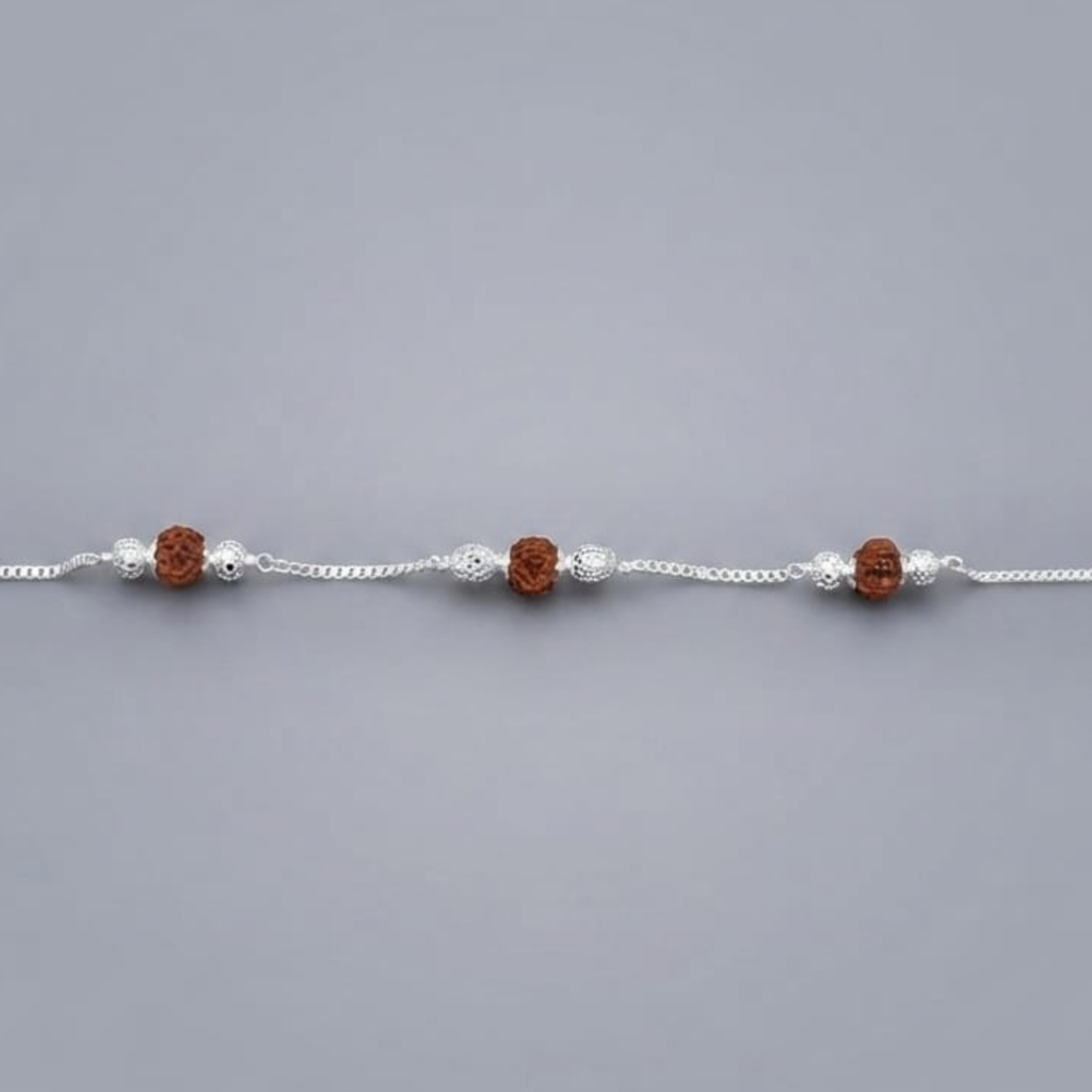 5 Mukhi Rudraksh Bead Bracelet | 92.5 Sterling Silver