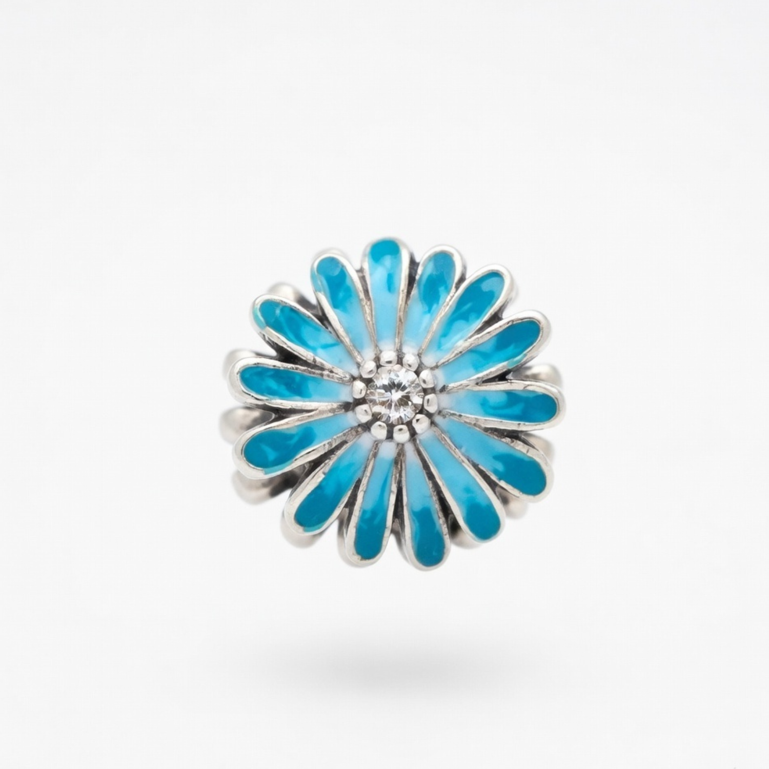 925 Silver Blue Bloom Sparkle Charm