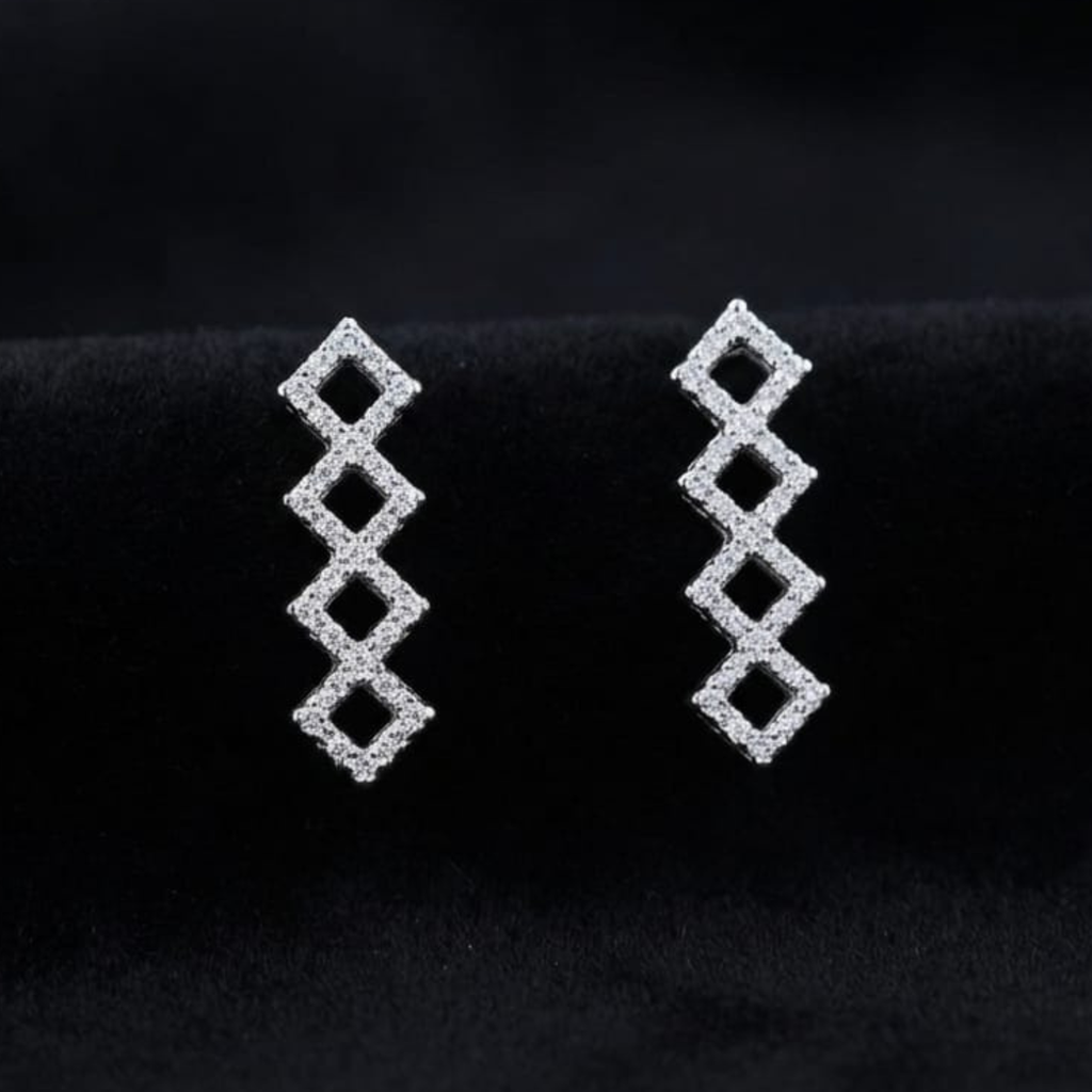 92.5 Silver CZ Diamond Link Ear Climber