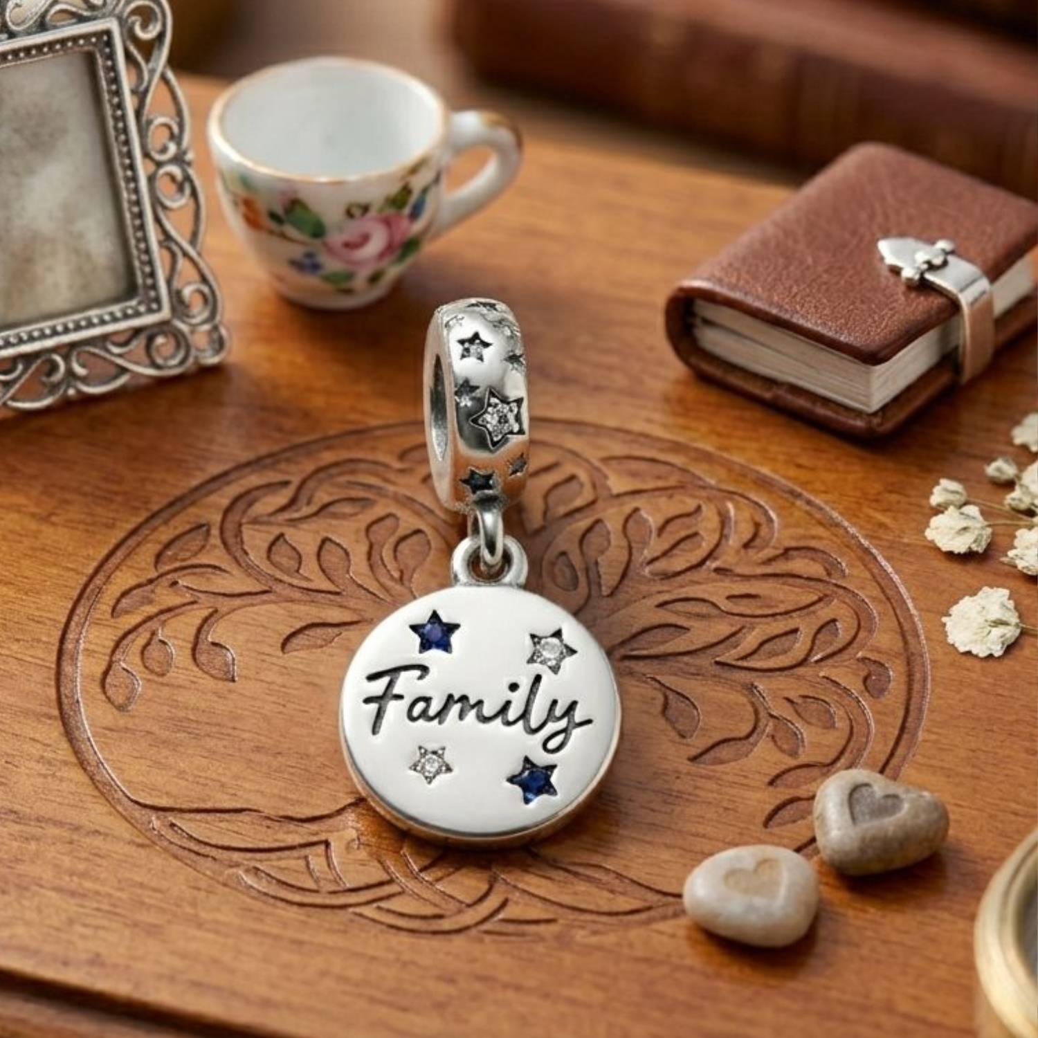 925 Silver Family Constellation Double Dangle Charm
