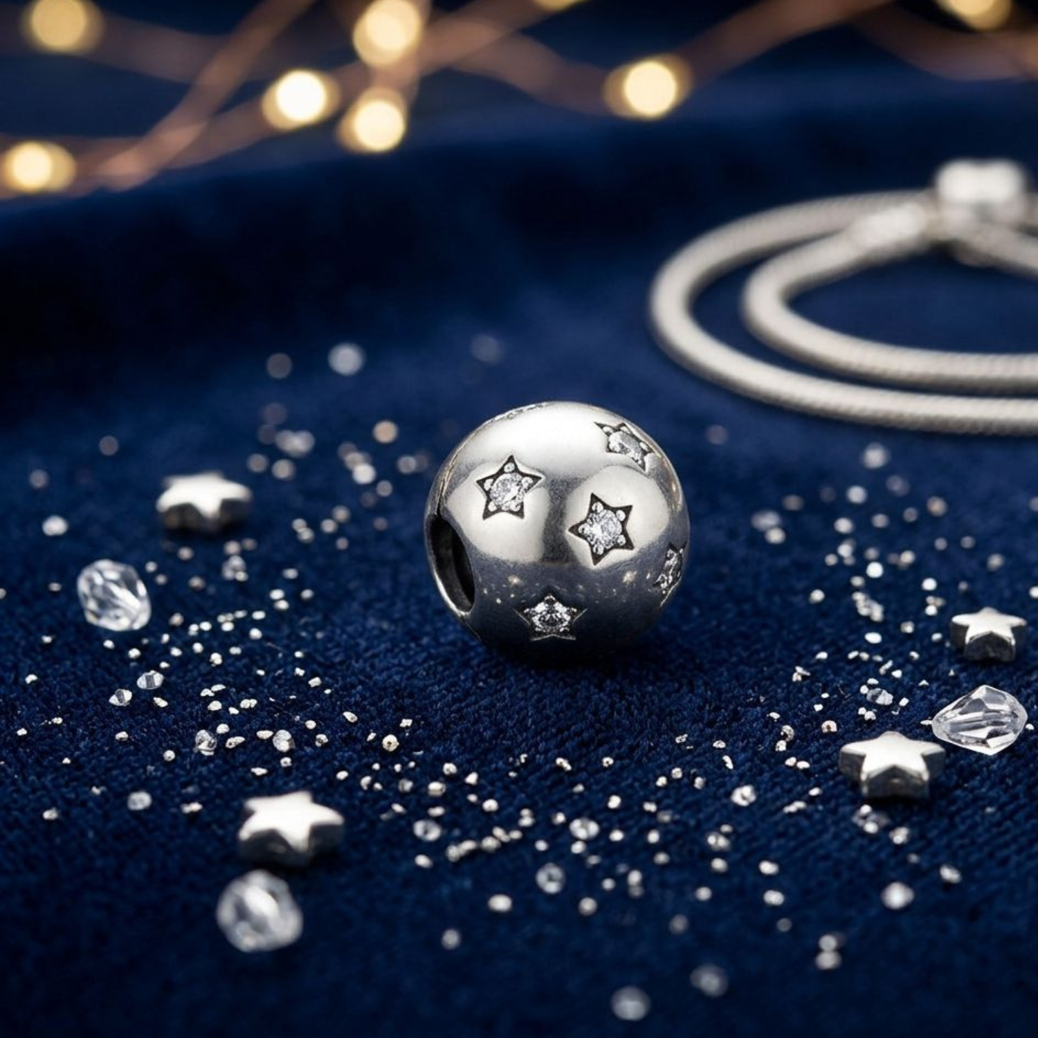 925 Silver Double Star Spacer Bead Charm