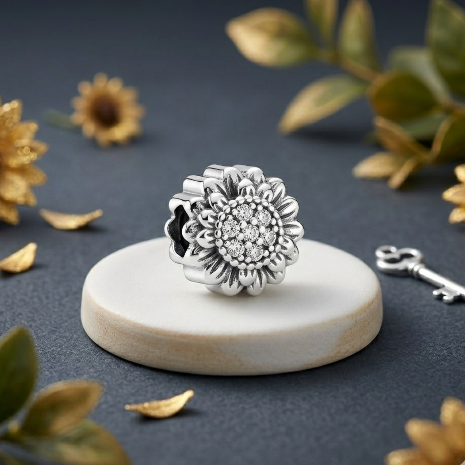 925 Silver Blue Magnolia Bloom Charm