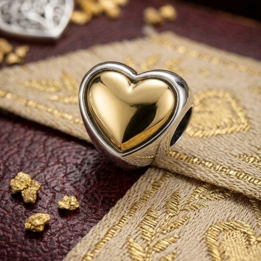 925 Silver Heart of Gold Charm