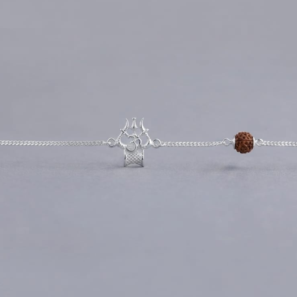 Mahadev Trishul Om Rudraksh Bracelet | 92.5 Sterling Silver