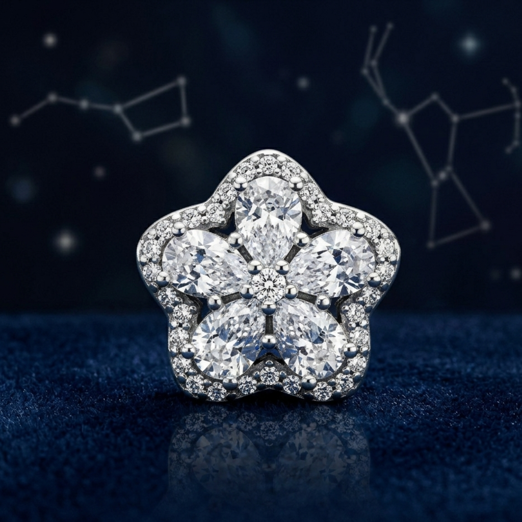 925 Silver Bloom of Light Star Charm