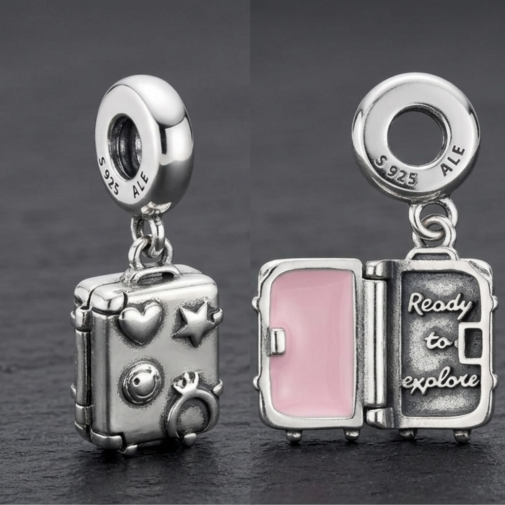 Travel Charm – Openable Suitcase with Photo Insert (925 Silver)