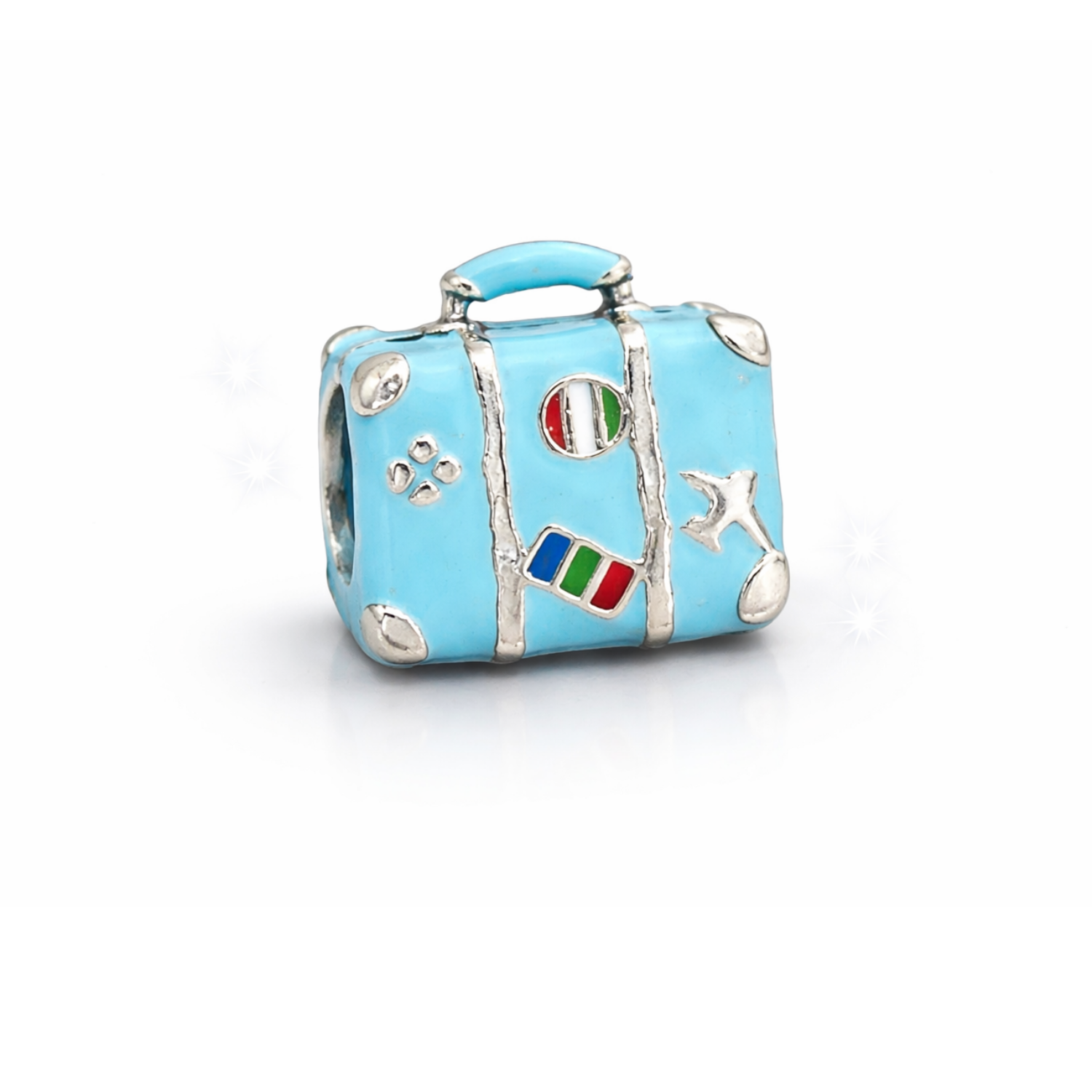 Classic Blue Travel Suitcase Charm (925 Silver)