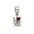 925 Silver LOVE Charm with Heart Stone