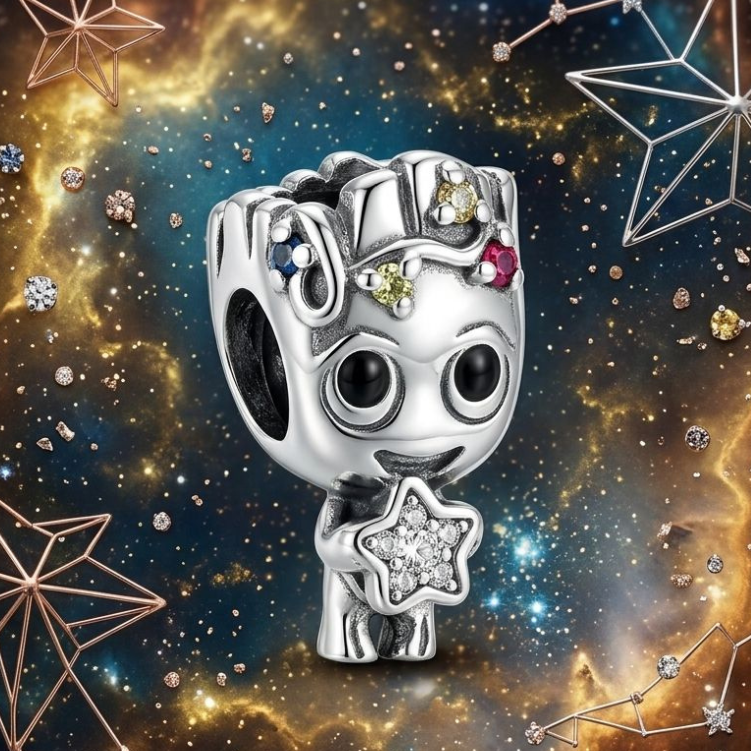 925 Silver Cosmic Forest Guardian Charm
