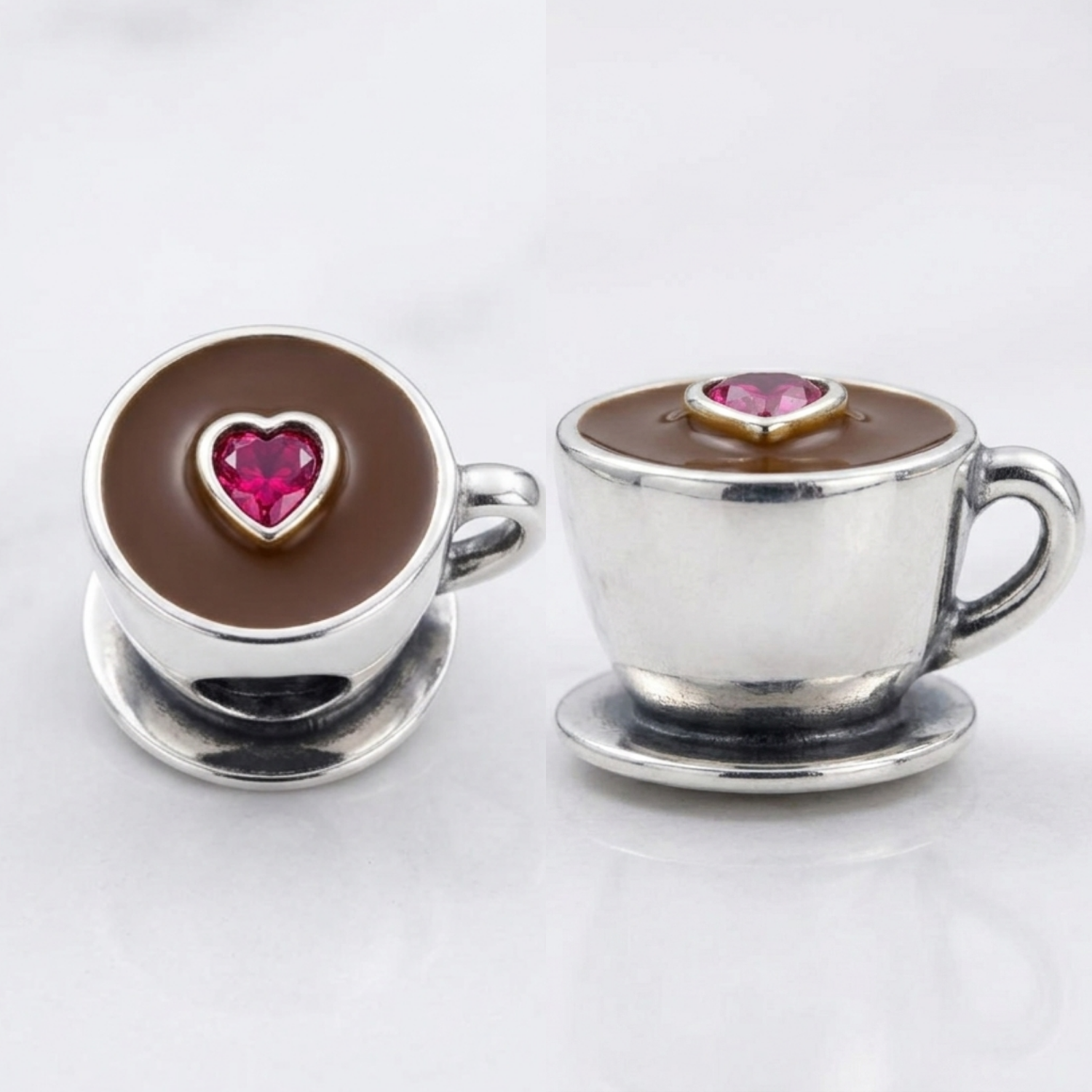 Love & Coffee Charm – 925 Silver