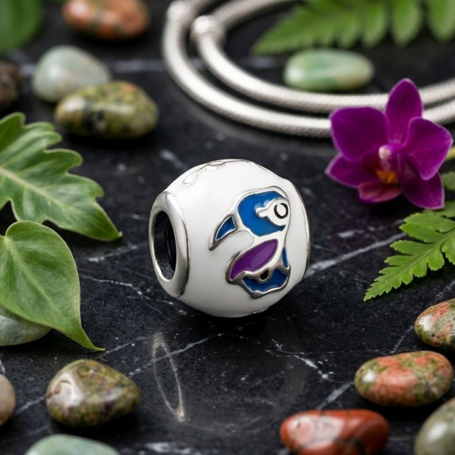 925 Silver "Ohana Means Family" Tropical Friend Charm