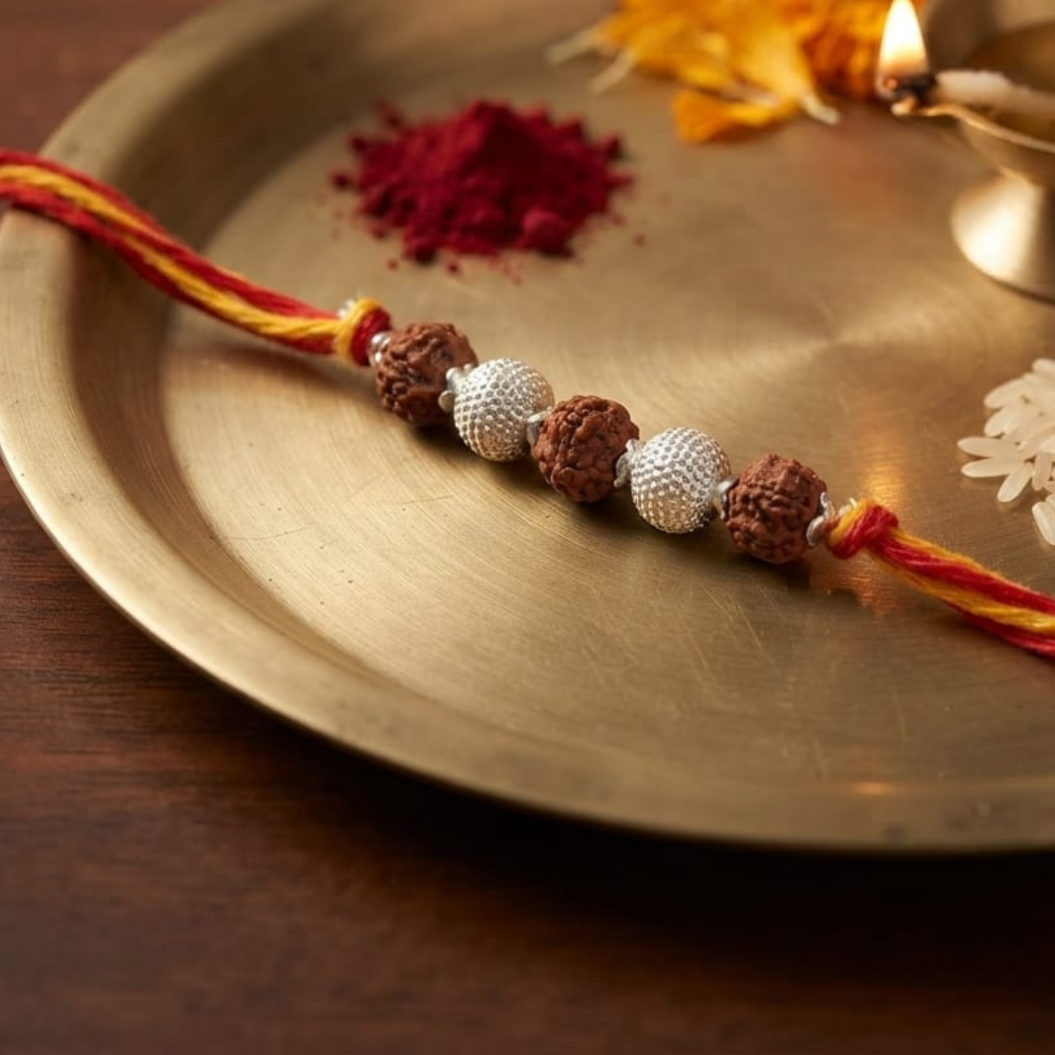 925 Silver Rudraksha-Beads Rakhi