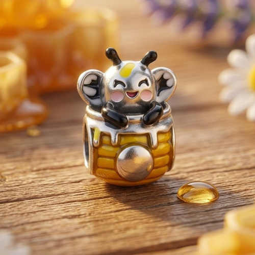 Happy Honey Bee in Honeypot Bead Charm