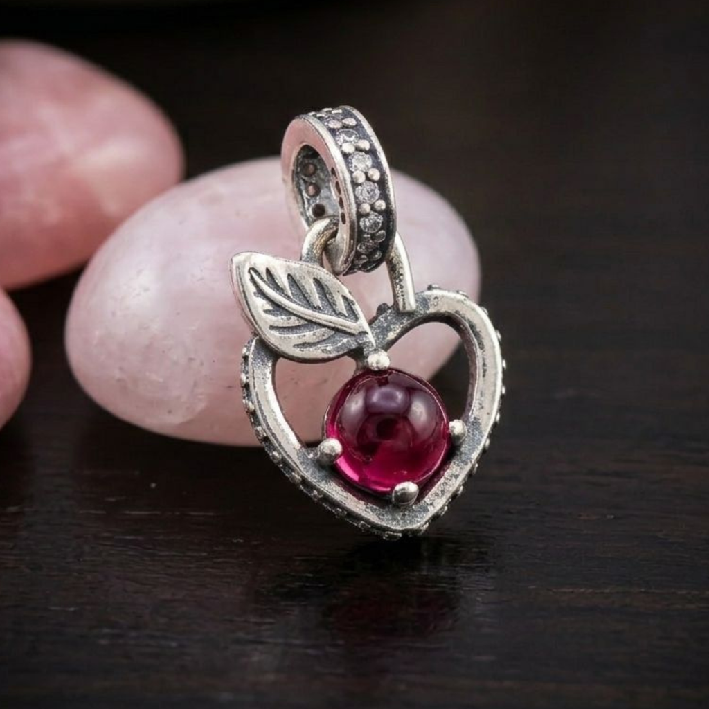 925 Silver Forbidden Apple Heart Charm