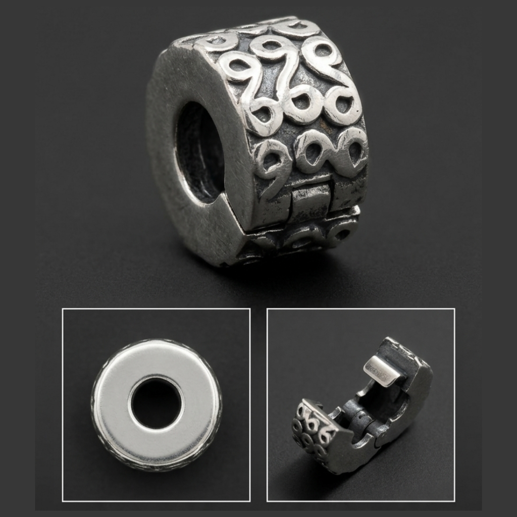 925 Silver Vintage Filigree Clip Charm
