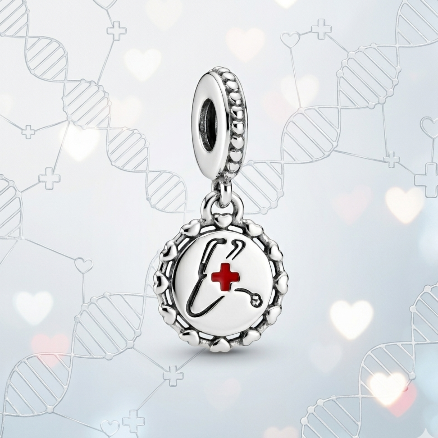 925 Silver Heartbeat of Healthcare Stethoscope Charm