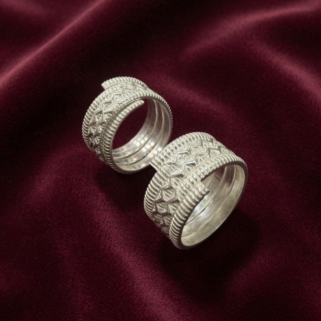 Traditional Textured Band Adjustable 925 Silver Toe Ring