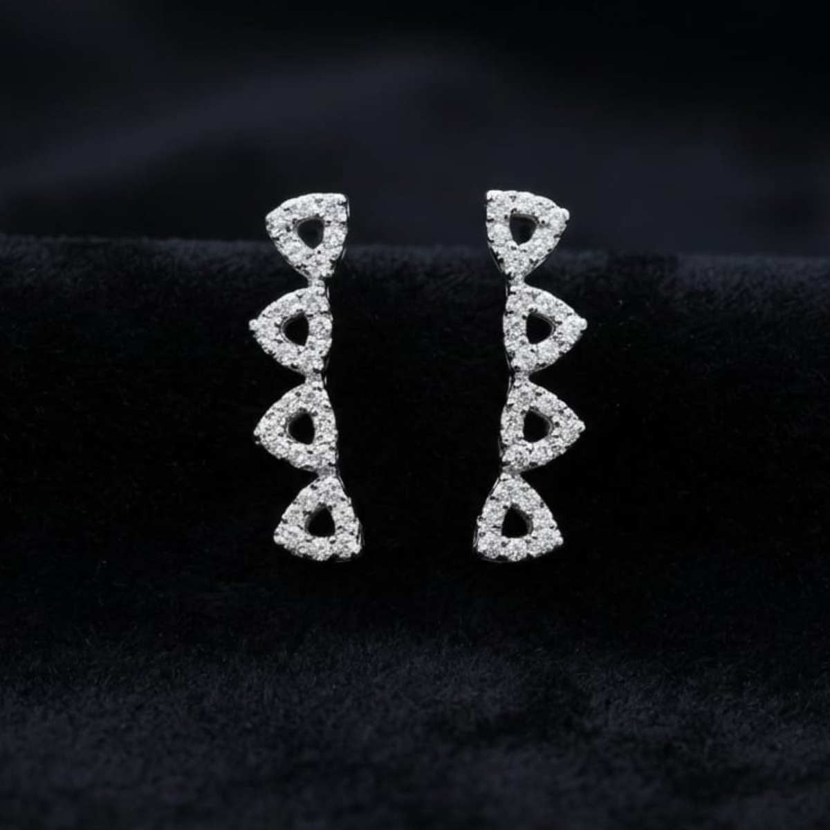 92.5 Silver CZ Petal Link Ear Climber