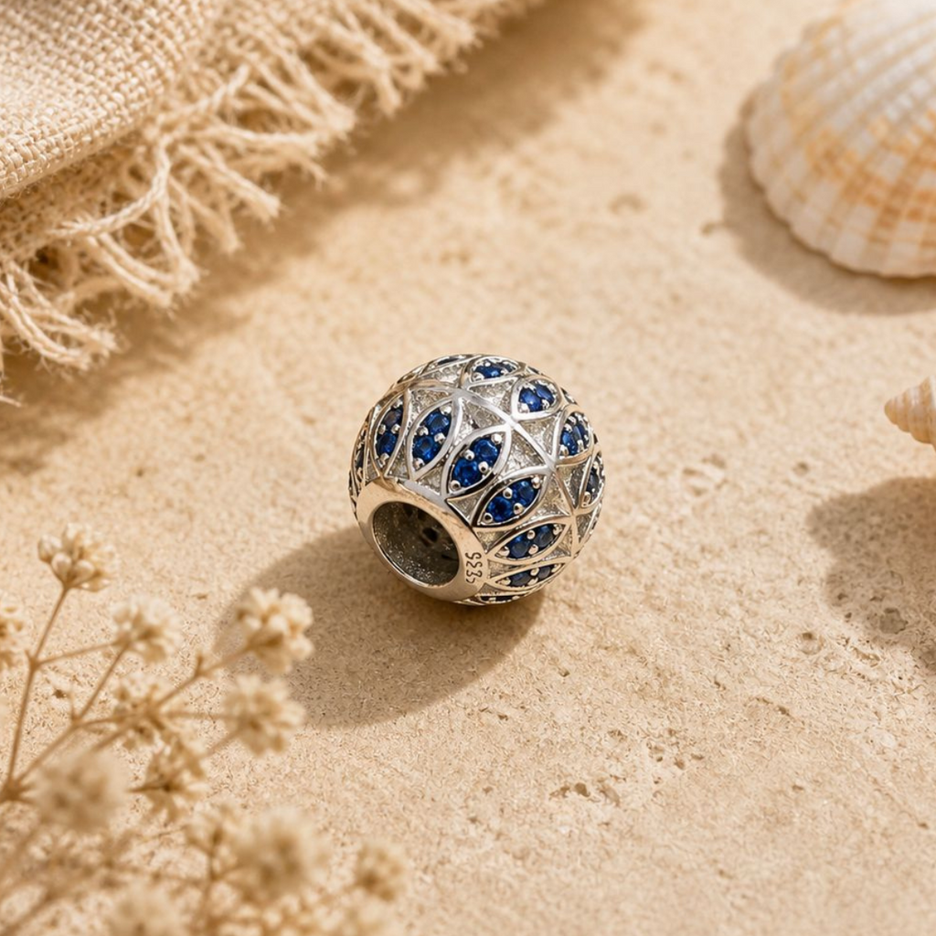 925 Silver Midnight Lattice Bead Charm