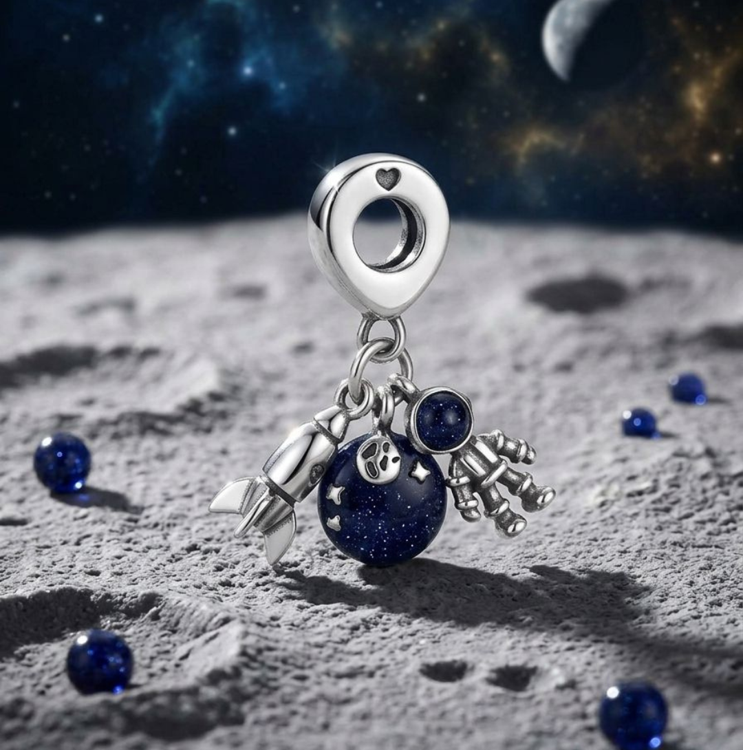 925 Silver Space Explorer Triple Dangle Charm