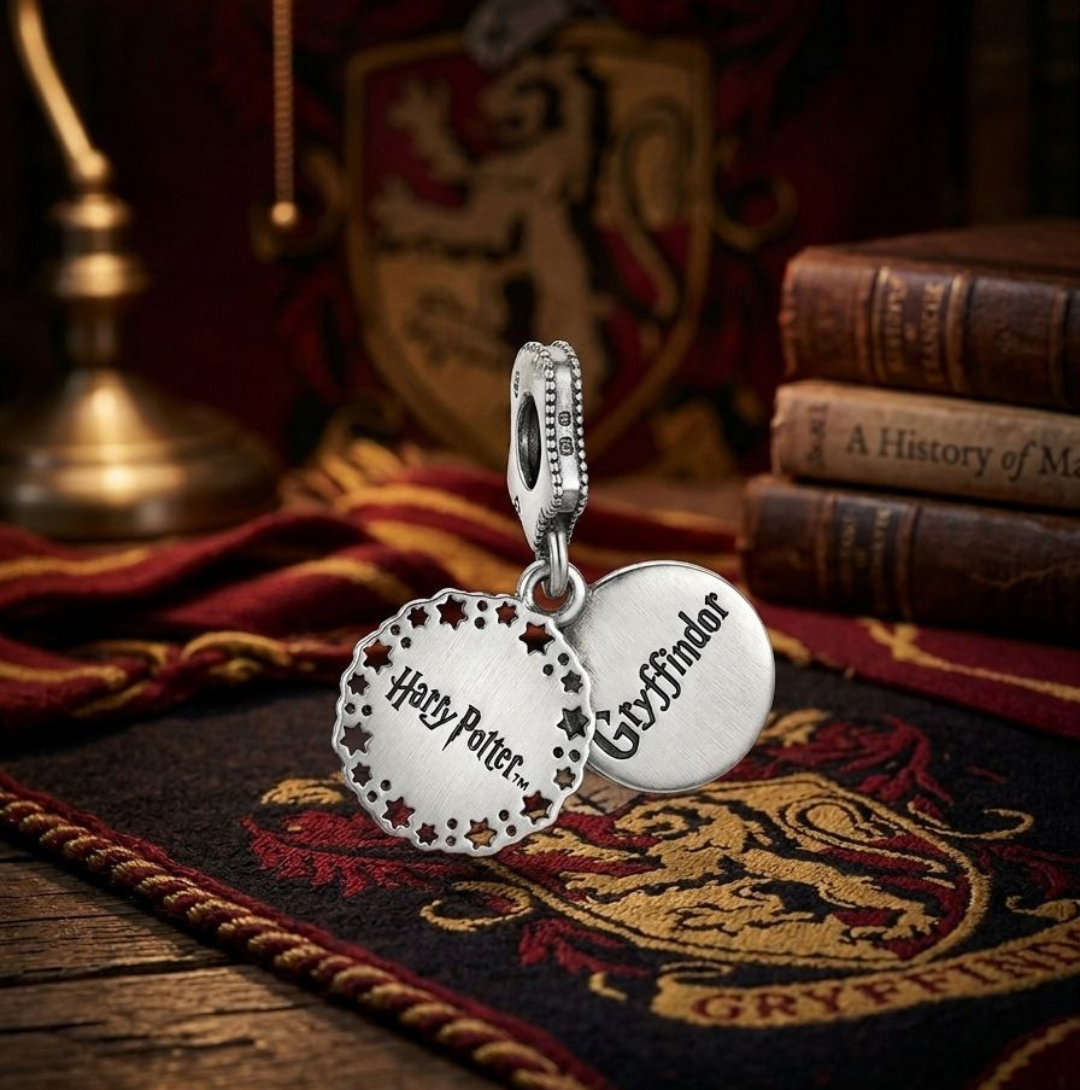 925 Silver Red House Shield of Wizard's School Dangle Charm