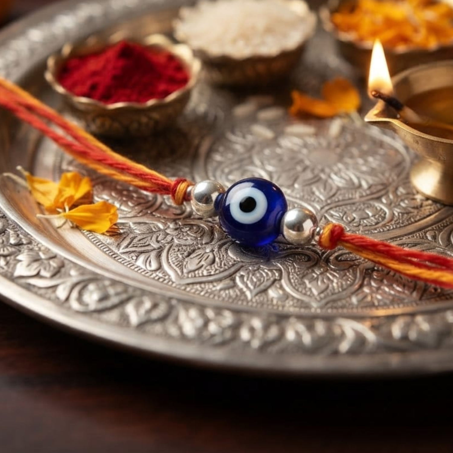 925 Silver Minimal Evil Eye Rakhi