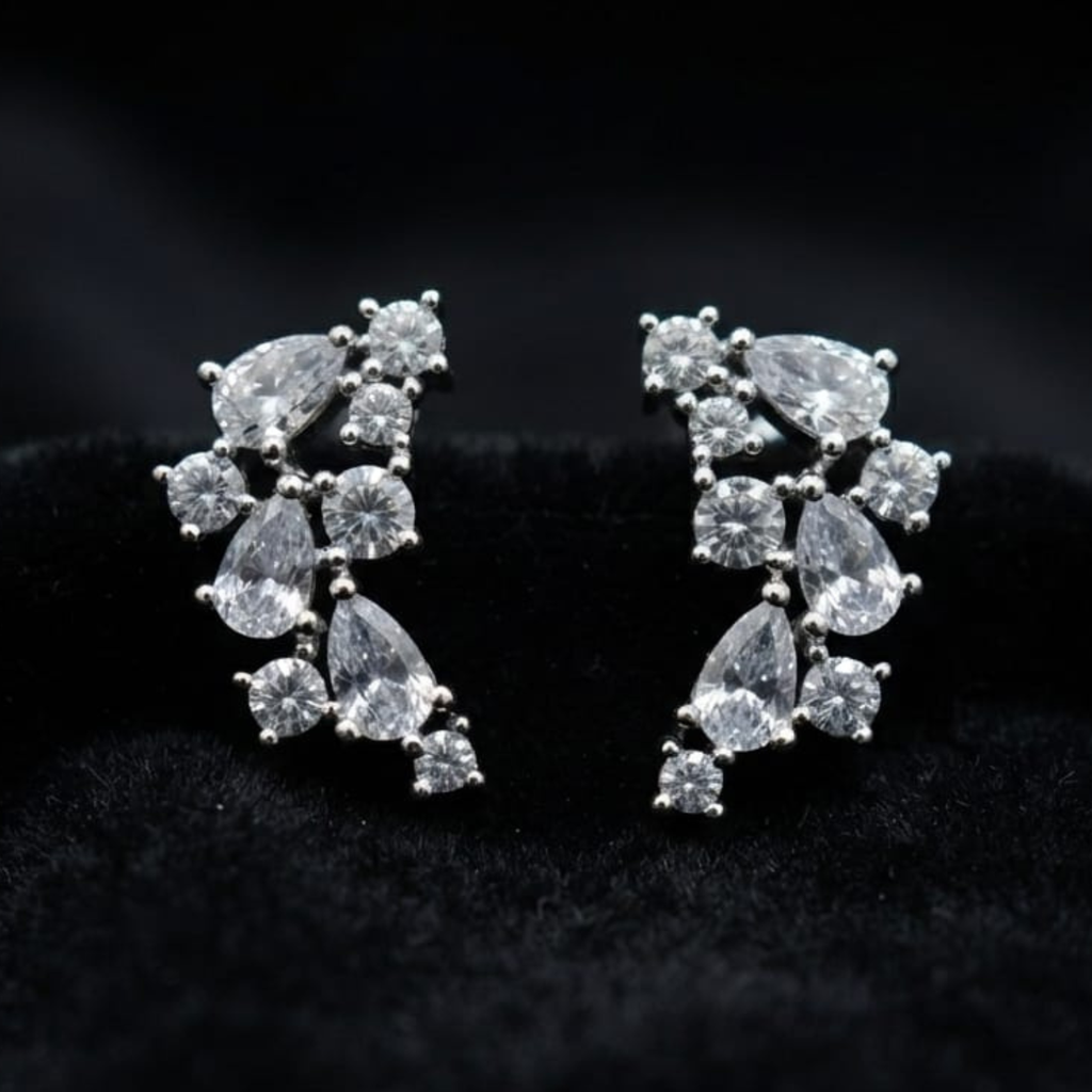 92.5 Silver CZ Cluster Burst Ear Cuff