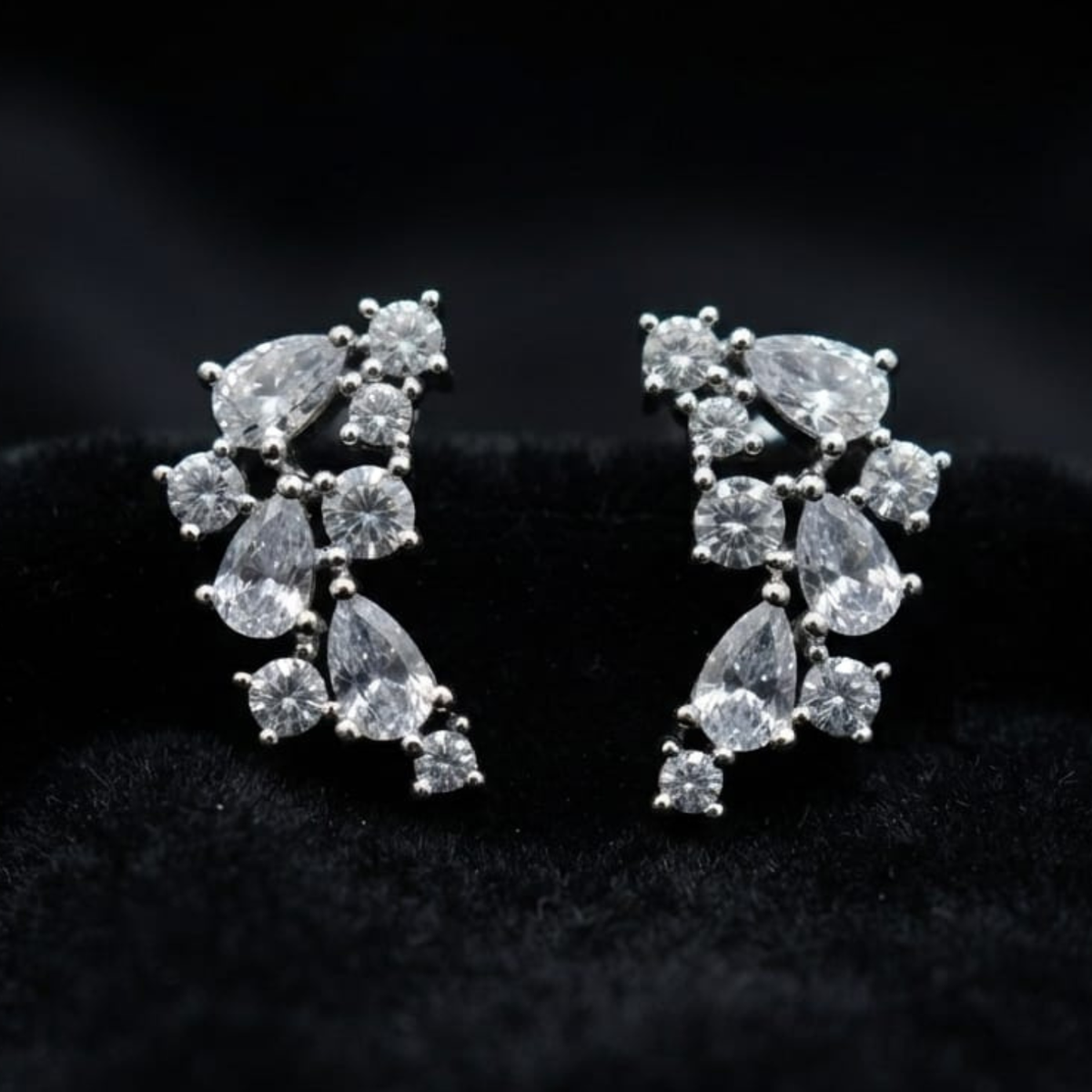 92.5 Silver CZ Cluster Burst Ear Cuff