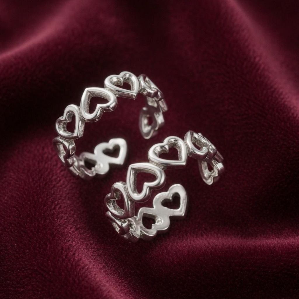 Heart Band Adjustable 925 Silver Toe Ring