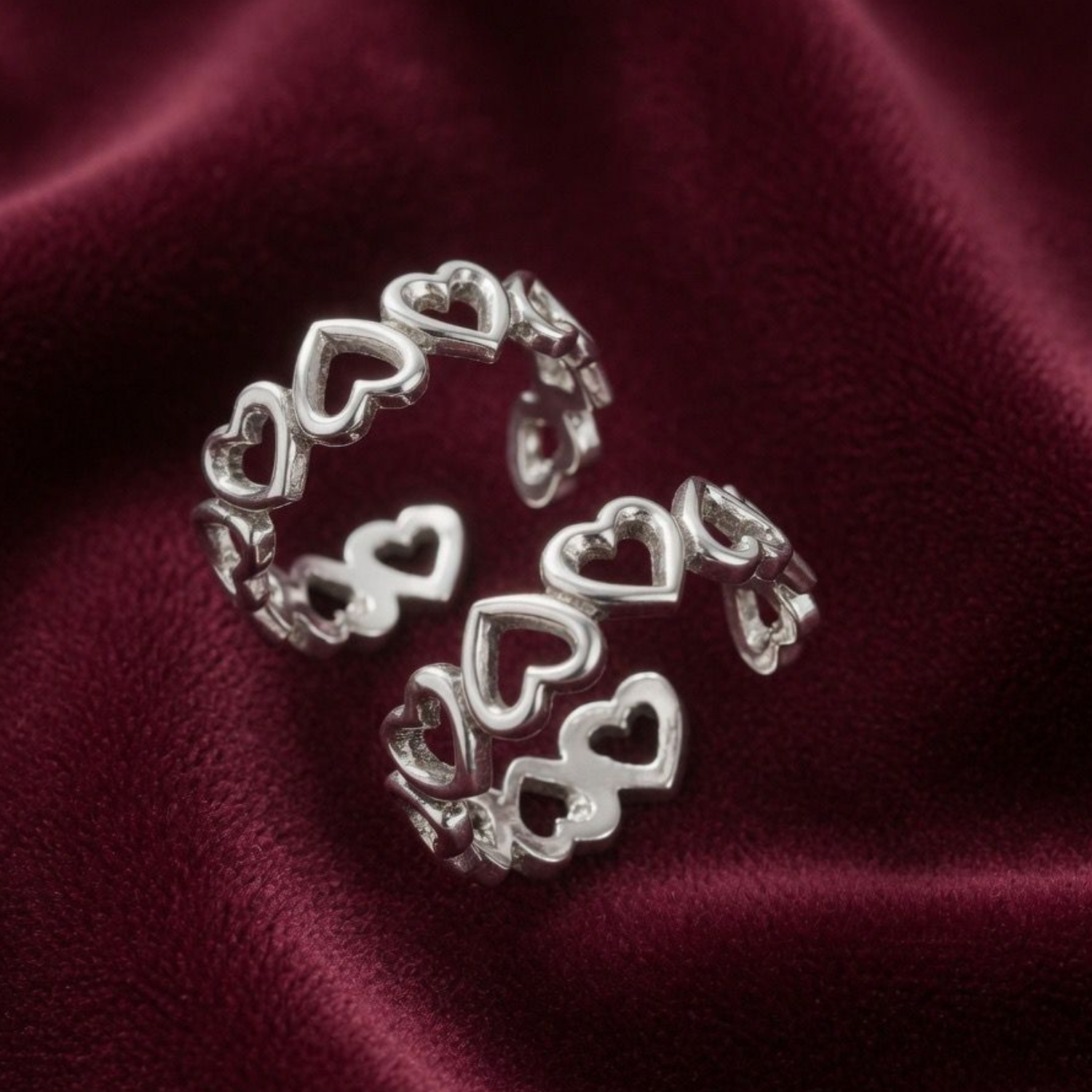Heart Band Adjustable 925 Silver Toe Ring