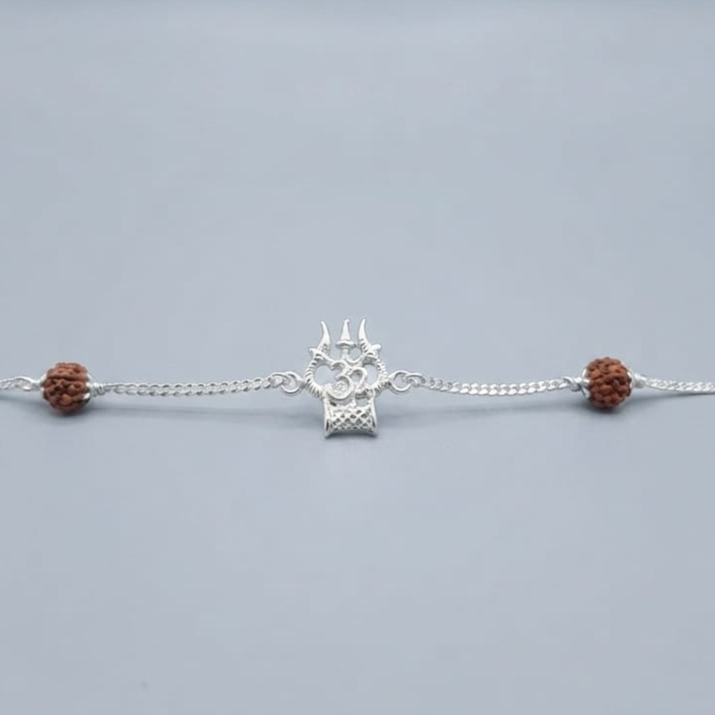 Trishul Damaru Om Rudraksh Bracelet | 92.5 Sterling Silver