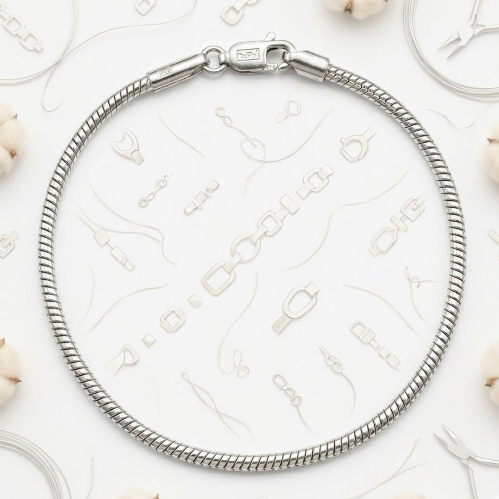925 Sterling Silver Petite Rounded Snake Chain Bracelet