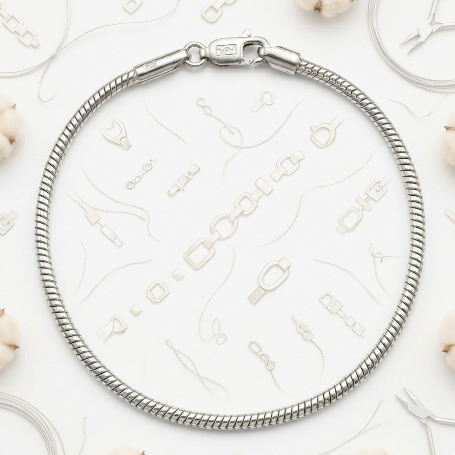 925 Sterling Silver Petite Rounded Snake Chain Bracelet