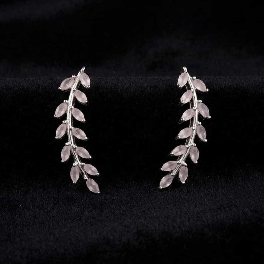92.5 Silver CZ Leaf Vine Ear Climber