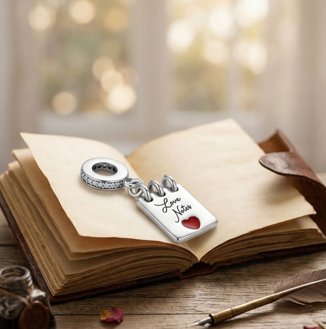 925 Silver “Love Notes” Notebook Dangle Charm