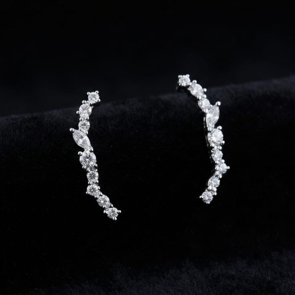 92.5 Silver CZ Stardust Cluster Ear Climber