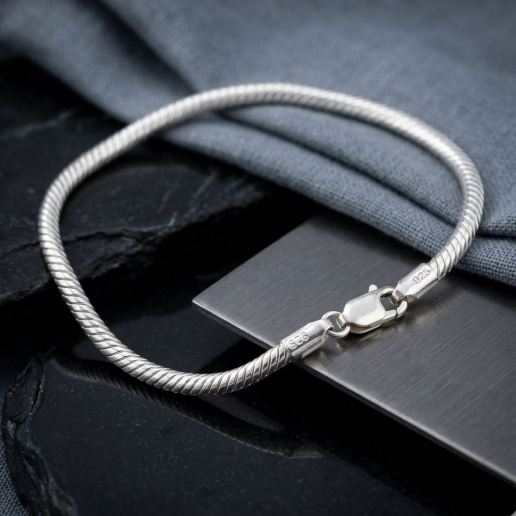 925 Sterling Silver Essential Snake Chain Charm Bracelet