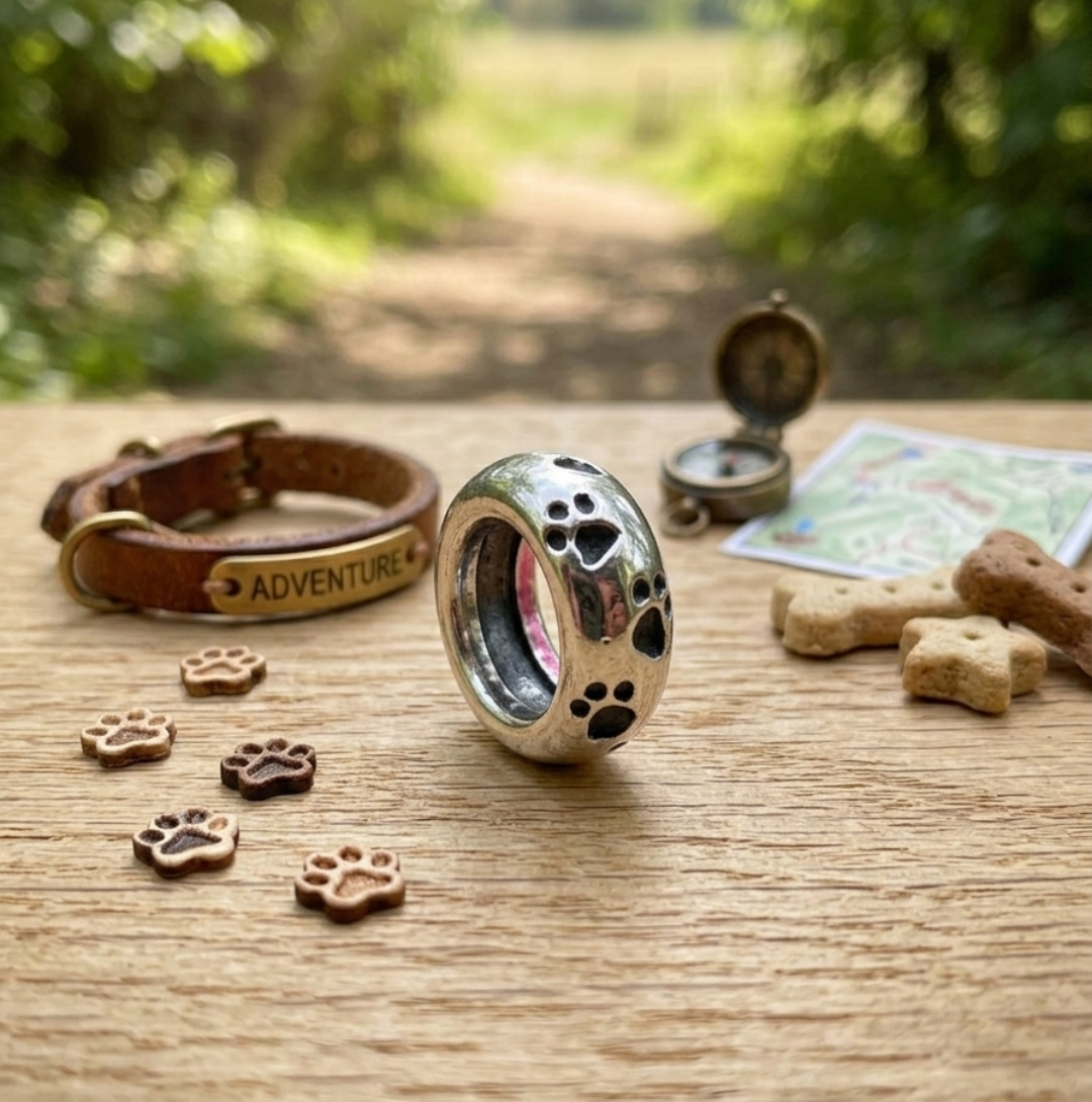 925 Silver Paw Spacer Charm