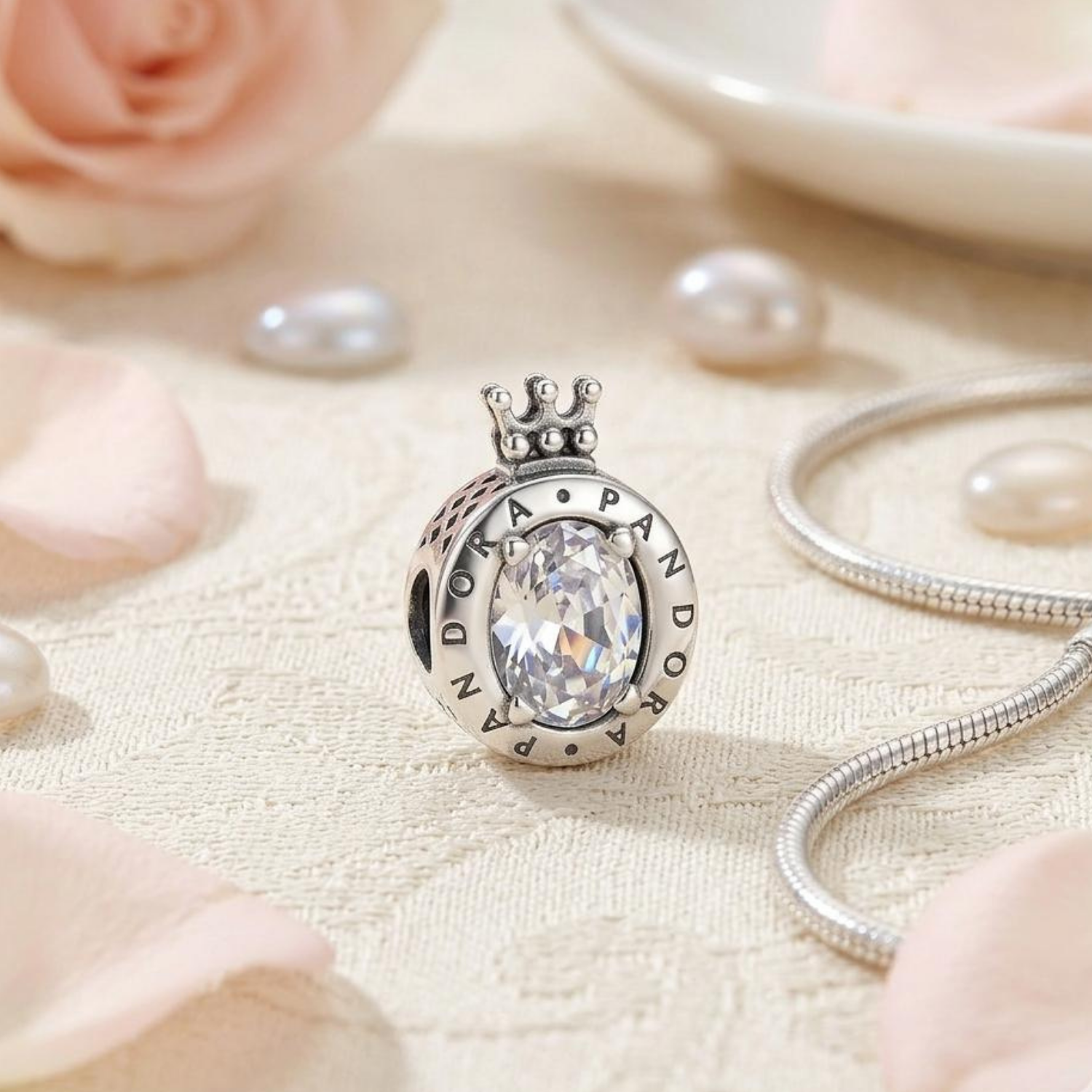 925 Silver Regal Crown Sparkling O Charm