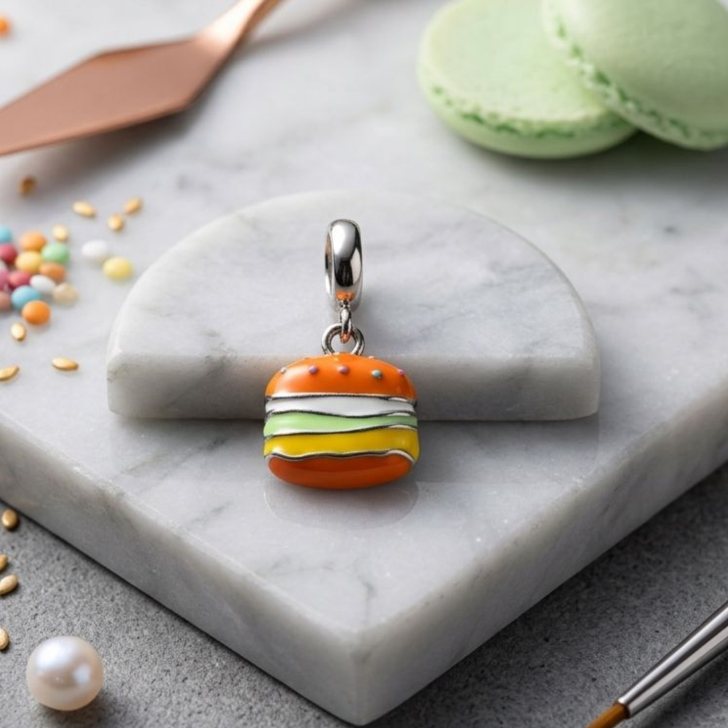 925 Silver Sizzling Burger Charm