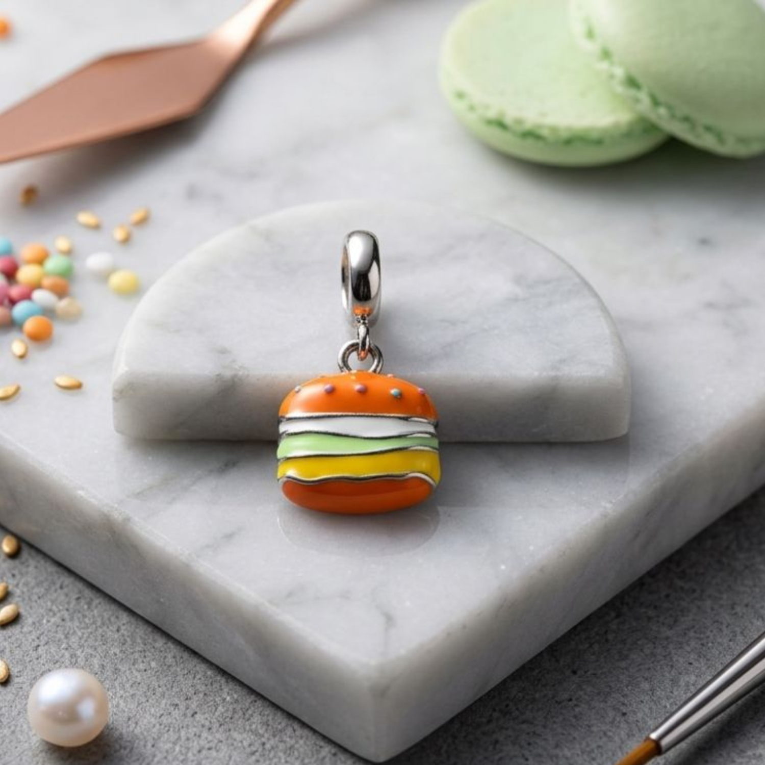 925 Silver Sizzling Burger Charm