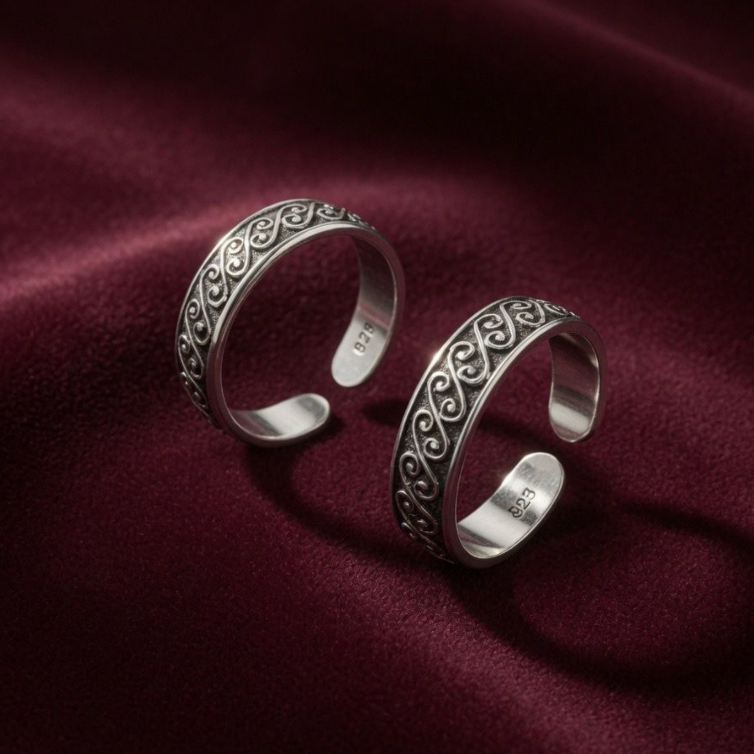 Traditional Engraved Adjustable 925 Silver Toe Ring