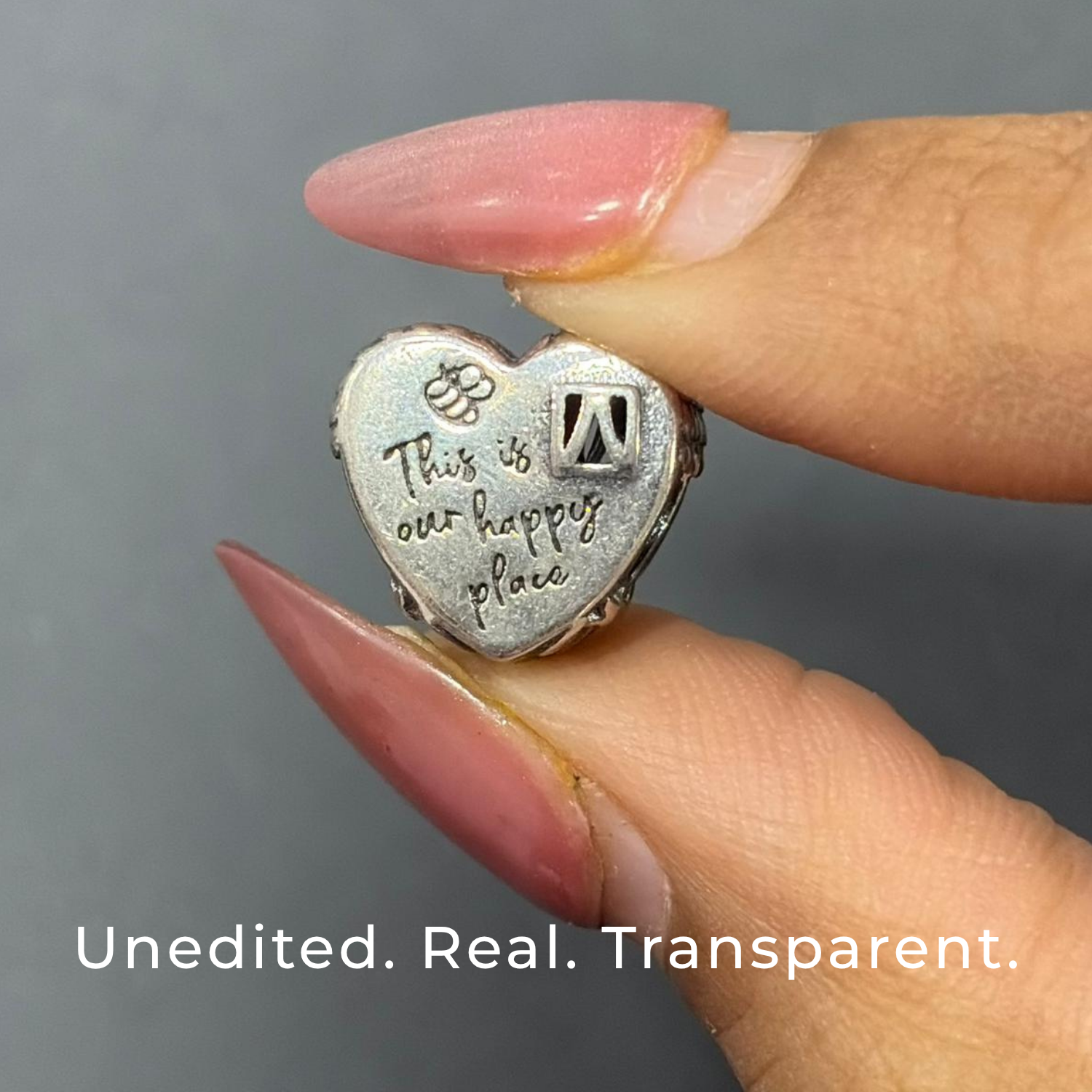 Happy Place Heart 925 Silver Charm