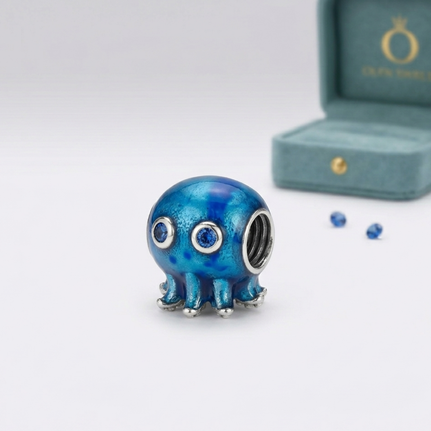 925 Silver Ocean Octopus Blue Charm