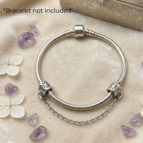 Floral Square Safety Chain Bracelet Charm