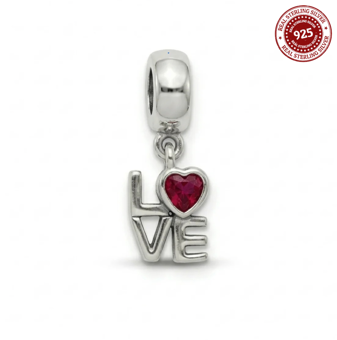 LOVE Charm with Heart Stone