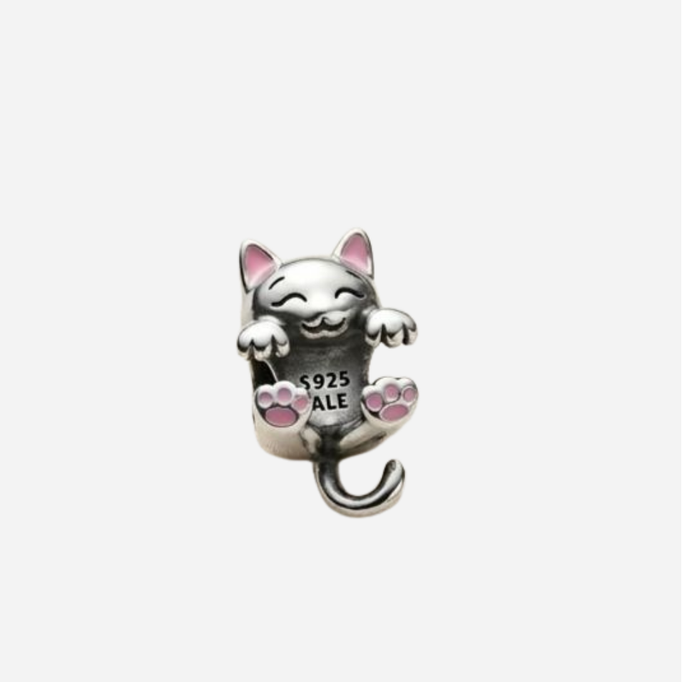 925 Silver Playful Kitten "Little Paws" Charm
