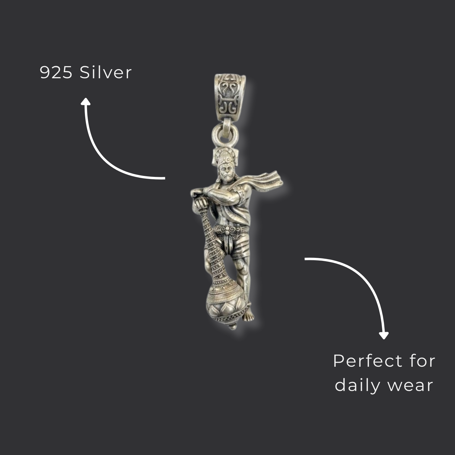 925 Silver Lord Hanuman: The Eternal Warrior Pendant