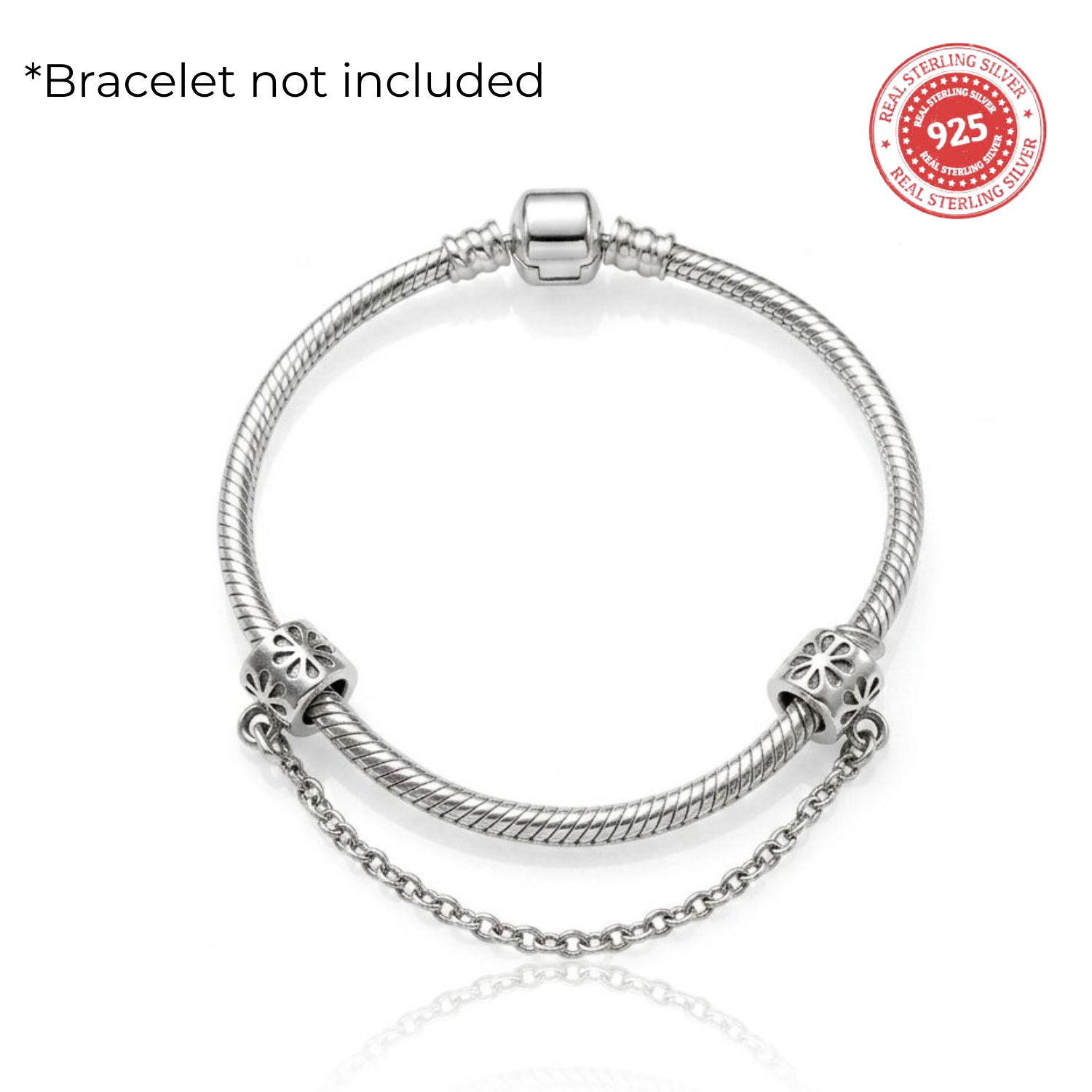 Floral Square Safety Chain Bracelet Charm