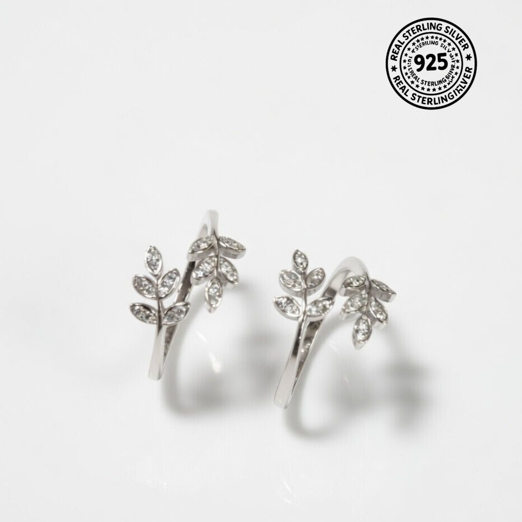 Sparkling Leaf Adjustable 925 Silver Toe Ring